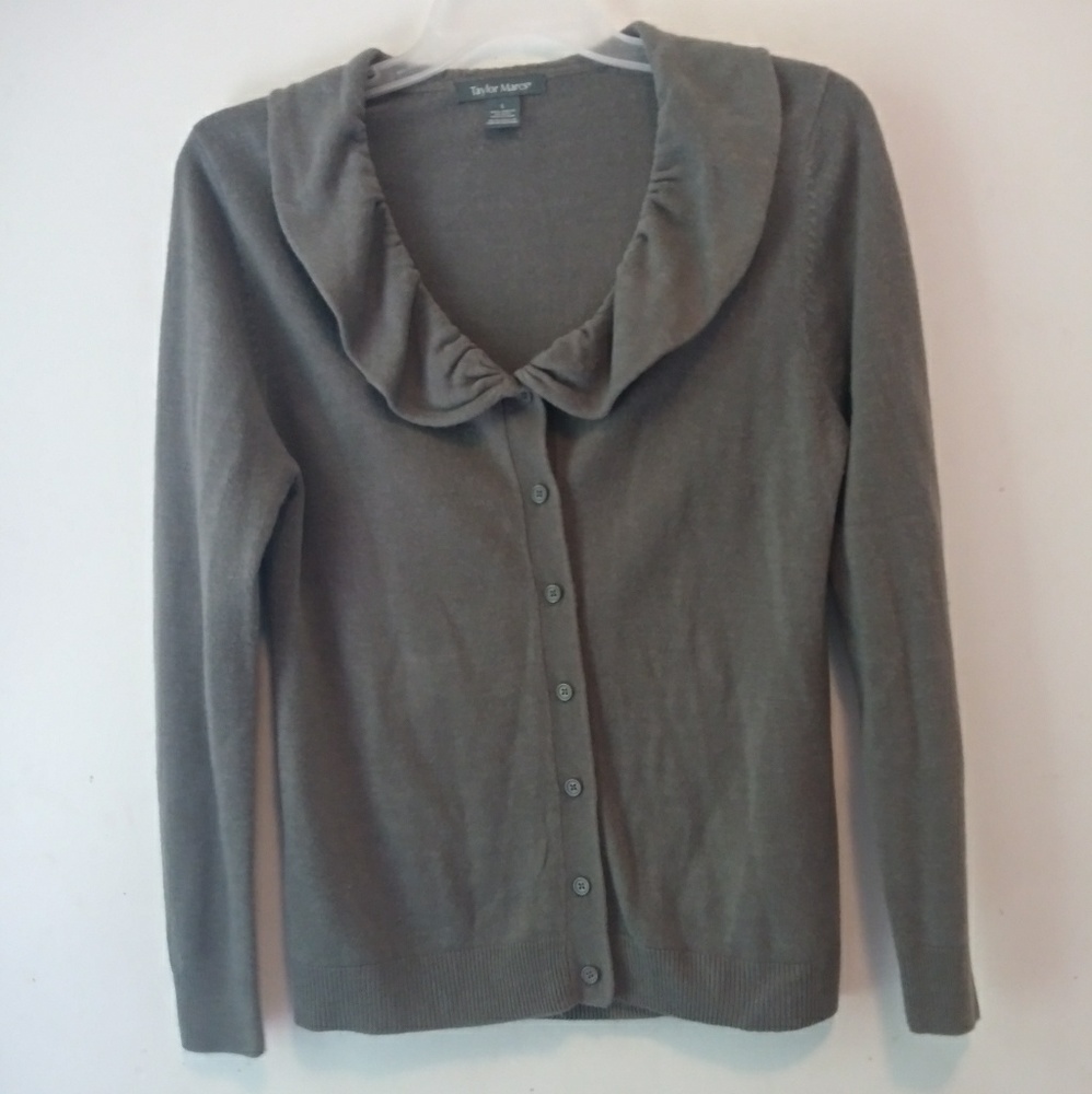Taylor Marcs grey cardigan button down sweater L